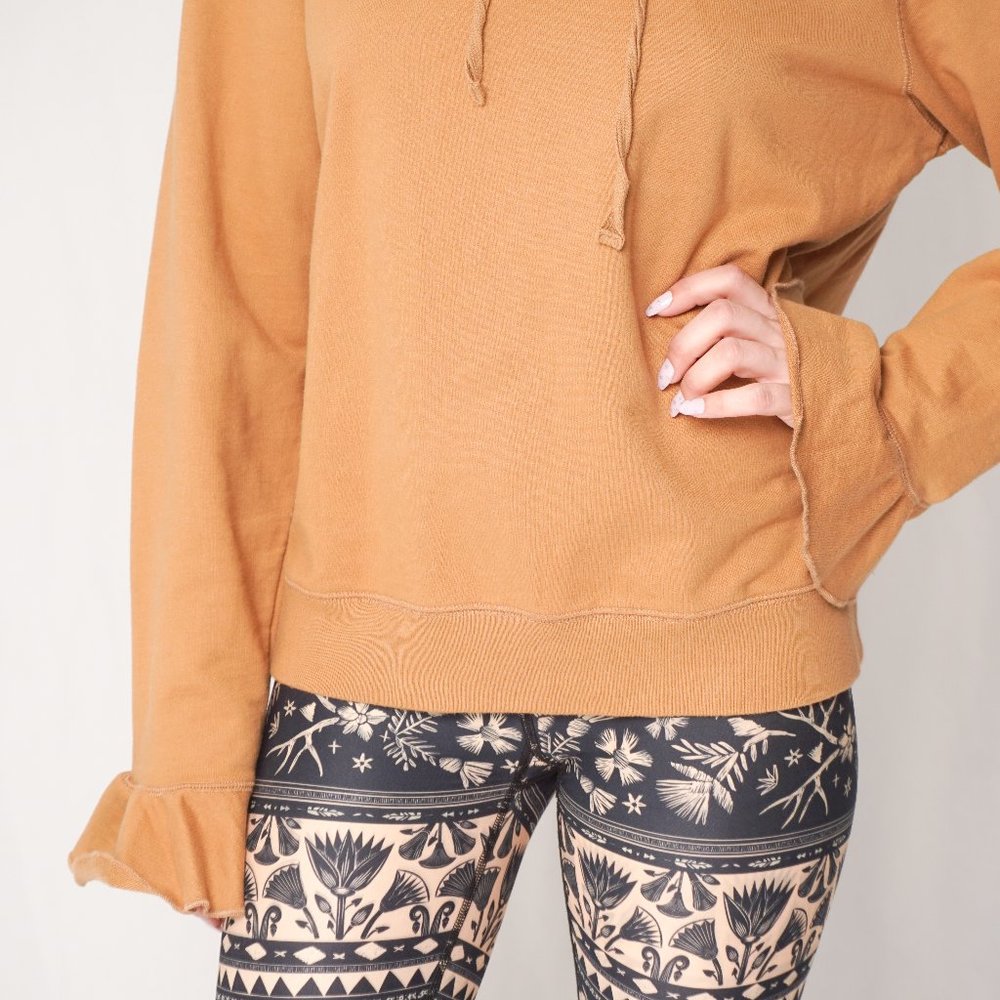 J. Crew Tan Ruffle Cuff Hoodie (Size L) Fall Hoody - Picture 7 of 7